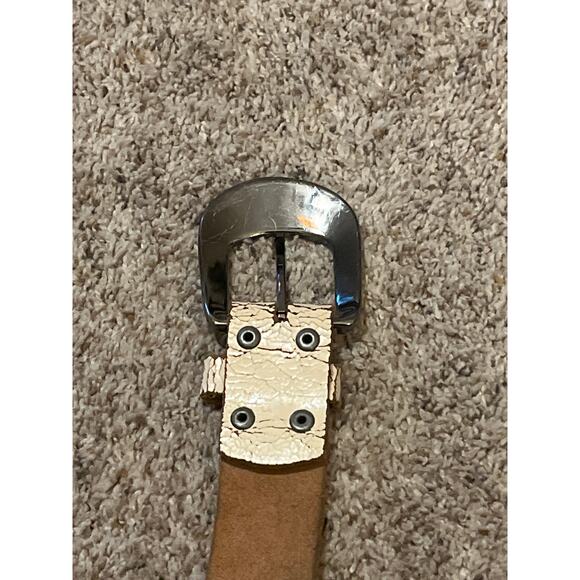 ED HARDY Belt White Distressed Medium Vintage Y2K Rhinestones - Picture 11 of 11